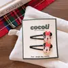 Novos Scrunchies de Outono e Inverno Estilo Coreano para Crianças, Personagem de Desenho Animado Preto e Vermelho para Meninas, Presilhas BB Básicas e Presilhas de Bico de Pato Acessórios de Cabelo