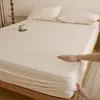 Sábana bajera de algodón puro cepillado, grosor A, una pieza, 100% algodón, color liso, sábana suave para cama, protector de colchón, colcha de punto de algodón