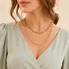 Collar de mujer de doble capa apilado, personalizado, simple, europeo y americano, cadena de metal multicapa, joyería al por mayor