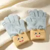 Luvas de Dedo Único Desenho Animado Monstrinho Infantil para Meninos e Meninas, Luvas de Pelúcia para Outono/Inverno, para Crianças Maiores, Luvas Quentes de Proteção contra o Frio