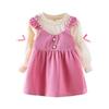 Vestido de Niña Otoño 2024 Vestido de Princesa de Manga Larga para Niños Falso de Dos Piezas Comercio Exterior Lindo Vestido Lunares Moderno
