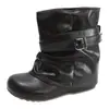 Botines plisados de doble hebilla estilo páramo para mujer, colección otoño 2026, punta redonda, piel suave, con plantilla interior elevadora, botines cortos estilo motocicleta retro