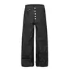 Calça Jeans Botões Estilo Retrô Americano para Homens e Mulheres, Novo Estilo de Verão, Estilo Solto e Preguiçoso, Versátil Casual Retro Bf Calça de Perna Larga