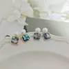 Pendientes de plata de ley 925 con aguja, geométricos, colgantes, perla vidriada, para mujer, estilo Ins, diarios, concha de abulón, pendientes nuevos, pendientes de moda, venta al por mayor