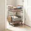 Cesto de ropa sucia estilo vintage para uso doméstico, gran capacidad, para colocar la ropa sucia en el baño, cesto de ropa multicapa móvil, estante de almacenamiento para baño