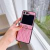 Funda para teléfono móvil Samsung ZFlip6 con anillo con patrón de diamantes y soporte plegable para ZFlip5/4/3, funda protectora anticaídas
