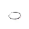 Anel Colorido de Diamante Círculo Fino Geométrico para Mulheres, Versátil, Doce e Cool Anel Aberto, Arco-Íris Melhor Amiga Nicho Elegante Anel para Dedo Indicador