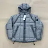 Casaco de Algodão Espesso com Capuz Branco Novo CP Outono e Inverno, Resistente ao Frio, à Prova de Vento, Quente, Luxuoso, Comércio Exterior
