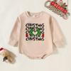 Roupas de Escalada Triângulo de Manga Longa com Estampa de Letras Natalinas Love Contraste de Cores Gola Redonda para Bebê Menina Estilo Europeu e Americano de Natal