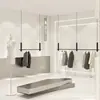 Tienda de Ropa Colgador Simple de Cuerda de Acero Colgante Negro Exhibidor Barra para Colgar en Pared Estante Especial para Ropa de Mujer Redondo