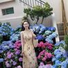 Retro Nuevo Estilo Nacional Chinoiserie Elegante Elegante Deseo Puro Sexy Femenino Cintura Adelgazante Look A-Line Vestido de Tirantes Verano