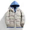 Nova jaqueta de inverno outono e inverno 2026 masculina e feminina, casaco puffer falso de duas peças, corte solto, jaqueta de algodão de marca moderna para homens