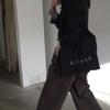 Marca nicho coreana ins misma letra impresa bolso de hombro bolsa fina de tela gris bolso de hombro ecológico bolsa de compras