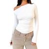 Europeo y Americano Sexy Cuello Hombro Manga Larga Otoño 2024 Nuevo Caliente Camiseta Base Top