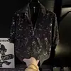 Camisa jacquard floral azul claro calada de manga corta para hombre, diseño de estilo coreano de verano, top holgado para vacaciones