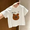 Camiseta Infantil de Manga Corta con Estampado 3D de Oso de Dibujos Animados para Niños y Niñas Camiseta Genial de Moda para Niños Pequeños Top Casual Elegante