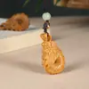 Sándalo Tallado Año Zodiacal Dragón Ruyi Cadena para Teléfono Colgante Llavero Colgante Creativo para Coche Pequeño Regalo