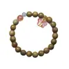Pulseira Dupla de Sandália Verde 8mm com Pingente de Borboleta Simples para Mulheres Contas de Oração Contas Budistas Acessórios de Joias