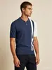 Comercio Exterior Verano Gama Alta Estilo de Negocios Bloques de Color Moderno Manga Corta Tejido Versátil Moda Casual Camisa Polo Transfronterizo