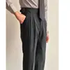 Calça de Terno Masculina Casual de Cintura Alta para Primavera e Outono, Calça Versátil Reta com Botão Paris para Negócios, Calça Social Elegante da Moda com Caimento e Sem Amassar