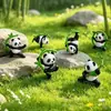Figurita de resina de panda de bambú estilo Kung Fu chino, muñeco de panda tai chi artes marciales, micro-paisaje de musgo, decoración de coche