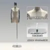Loja de Roupas Estilo Coreano Manequim para Exposição de Roupas Manequim Feminino de Camurça Meio Corpo Suporte para Manequim Suporte de Exposição de Corpo Humano Completo