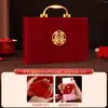 Caja de Regalo de Terciopelo de Alta Gama para 100,000 en Efectivo Dote de Boda, 200,000 en Efectivo Dinero de Pedida, Dote de Boda Rojo de Lujo de Terciopelo