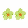 Pendientes de Esmalte Coloridos con Forma de Flor, Estilo Dulce y Fresco para Fiestas, con Diamantes y Perlas, Pendientes de Pétalos de Lujo Ligero y de Alta Gama para Mujer