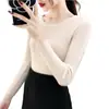 Suéter Básico de Punto Fino Versátil de Manga Larga Nuevo Otoño e Invierno 2024, Suéter Elegante de Cuello Bajo Primavera y Otoño para Mujer, Ropa Interior Negra