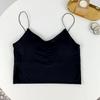 Camisola curta de seda gelada de verão que não deixa marcas, peça única feminina, bojo fixo, costas bonitas, uso interno, uso externo, ajuste fino, parte inferior, envolvendo o peito