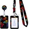 Lanyard negro de poliéster impreso con mariposa de epoxi, hebilla de fácil extracción, fácil de tirar, para identificación de teléfono móvil, mariposa con cubierta deslizante de empuje, tarjetero