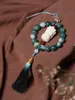 Pulsera de raíz de Bodhi de jade blanco natural DIY esmalte colorido accesorios Xingshi hombres y mujeres pulsera de un solo círculo cuentas de Buda