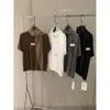 Té Verde Limón 2026 Principios de Otoño Estilo Coreano Atmósfera Minimalista Pañuelo de Seda Diseño de Dos Piezas Falso Camiseta de Manga Corta 11076
