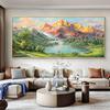 Pintura de Paisaje Cornucopia Rizhao Jinshan Decoración de Sala de Estar Pintura de Pared de Fondo de Sofá Colgante Pintura al Óleo de Aleación de Aluminio