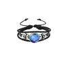 Pulseras Populares Europeas y Americanas para Parejas Transfronterizas 12 Constelaciones Trenzado Multicapa Luminoso Punk Cuero Vacuno Cielo Estrellado Pulsera Joyería
