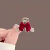 Pegador de Flocagem de Flores Pequeno Presilha de Cabelo de Princesa Feminina Outono e Inverno Veludo Vermelho de Alta Qualidade Laço Headwear de Ano Novo