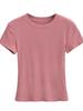 2024 Verano Nuevo Estilo Europeo y Americano Básico Cuello Redondo Alta Elasticidad Ajustado Adelgazante Apilado Manga Corta Camiseta Top Corto de Mujer