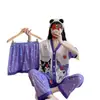 Kimono Nuevo Estilo al por Mayor Labubu Conjunto de Tres Piezas Pijamas Populares para Mujer Verano Comercio Exterior Transfronterizo Sudeste Asiático Ropa de Casa
