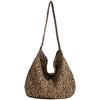 Bolso de Hombro de Lona y Pana con Estampado de Leopardo, Doble Capa Mejorada, Estilo Coreano, Selección de Influencers, Estudiante de Verano, Artístico