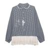 Camisa de Franela a Cuadros Estilo Coreano 2026 Nueva Dulce con Adorno de Encaje en Capas Cuello de Muñeca para Mujer Top de Moda