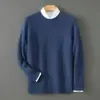 Suéter de Lana Pura con Cuello Redondo Engrosado para Hombre, Suéter Pulóver Holgado, Nuevo Estilo Otoño e Invierno, Suéter de Cachemira, Prendas de Punto Base Casual