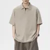 Roupa Masculina Xintang Primavera/Verão Novo Estilo Old Money Camisa de Linho de Manga Curta para Homens, Caimento Solto Americano, Camisa Casual de Luxo Leve