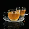 Taza de Café Taza con Asa de Vidrio Taza Pequeña de Té Taza de Agua de Vidrio Juego de Taza y Platillo