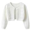 Cardigan de Renda com Cadarço e Laço Estilo Coreano Algodão Verão Fino Suéter Infantil Casaco Xale Venda por Atacado Categoria de Roupas Infantis Transfronteiriças a