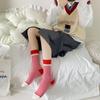 Calcetines de algodón de media pantorrilla con borde a juego de color de patrón oscuro, personalidad网红, calcetines de rizo absorbentes de sudor para las cuatro estaciones, modernos y versátiles para mujer