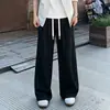 Pantalones casuales de seda de hielo texturizada de gama alta para hombre, pantalones de pierna ancha finos y holgados de verano, pantalones largos de talla grande para hombre