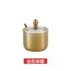 Tarro de condimento de acero inoxidable 304 coreano, combinación de tarro de condimento dorado, tapa de vidrio, bandeja, botella de condimento para restaurante