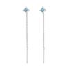 Fantasía Azul Cuatro Hombres Estrella Línea de Oreja Temperamento Artístico Nuevo Dulce Chica Estrella Aretes de Borla Cadena de Oreja Estrella Pequeña