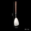 Espátula de Acero Inoxidable con Nogal Cocina Casera Cocinar Espátula de Manzana Cuchara para Sopa Colador Utensilios de Cocina Mango de Madera Sólida