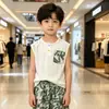 Nuevo Conjunto de Chaleco de Verano sin Mangas para Niños Niños, Estilo Coreano Transpirable Estampado Conjunto de Dos Piezas Moderno con Pantalones a Prueba de Mosquitos